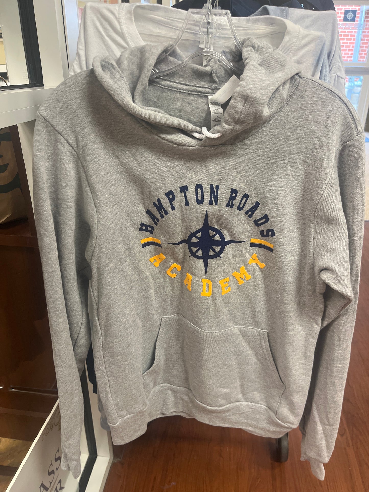 Sweatshirt Hoodie Lightweight Gray Compass Rose/ Hampton Roads Academy *