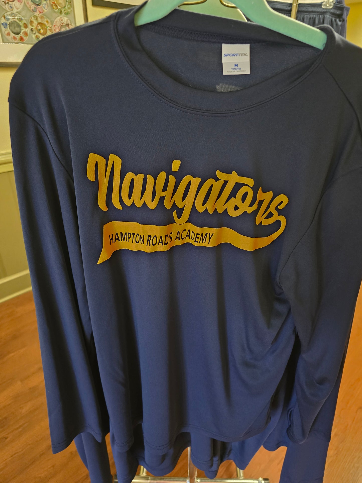 T-shirt Long-sleeve Blue Light weight Navigators in Gold (Youth L and XL only)