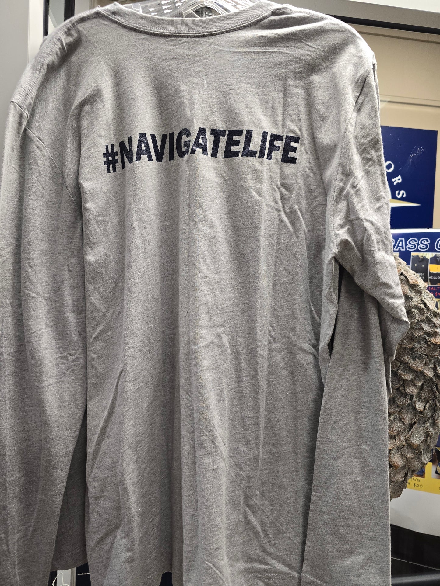 T-shirt Long-sleeve Gray Compass/ #Navigatorlife only adult XL