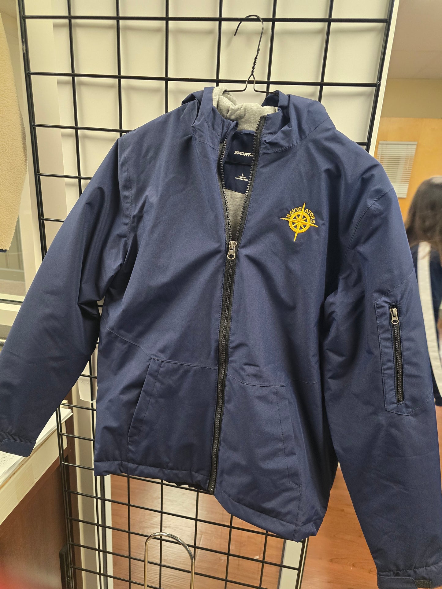 Jacket Rain- Blue with embroidered HRA Navigators lined with hood