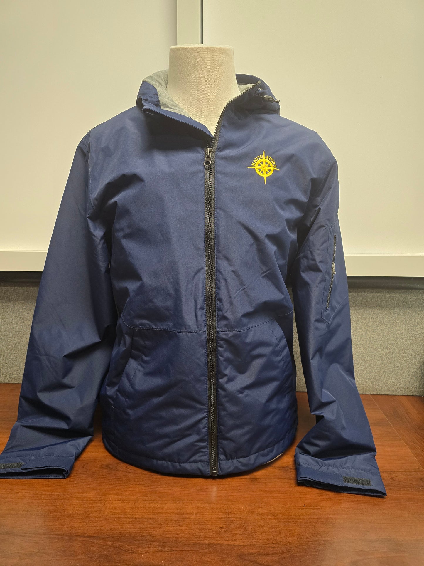 Jacket Rain- Blue with embroidered HRA Navigators lined with hood