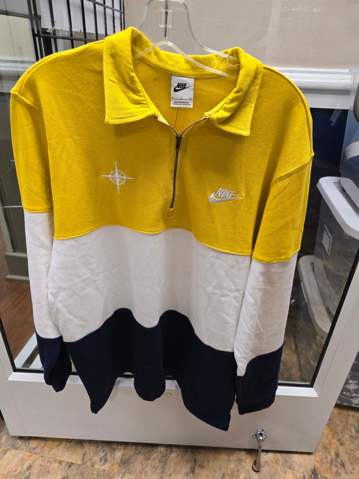 1/4 Pullover Nike Yellow/ White/ Blue Stripe with HRA Compass