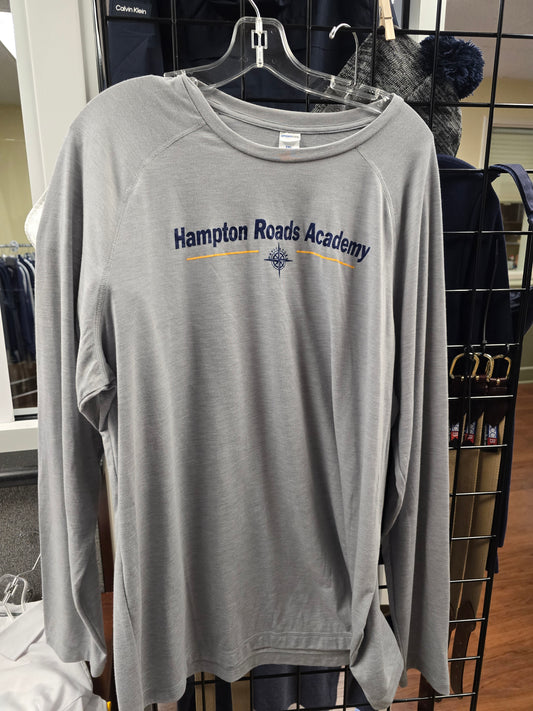 T-shirt Long-sleeve Gray Light weight Hampton Roads Academy (one left adult 2XL)