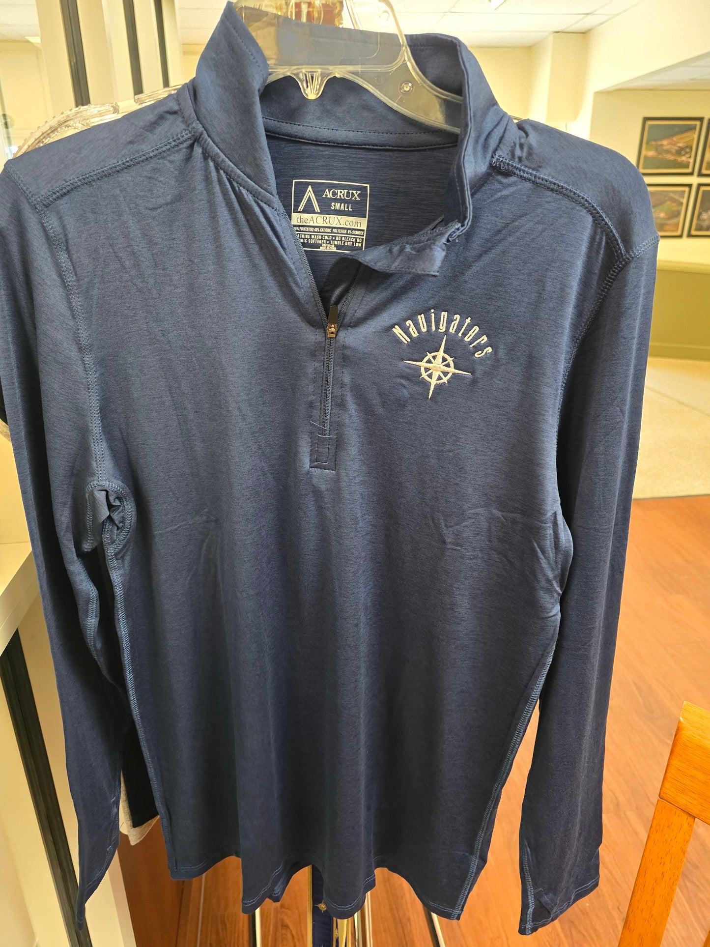 1/4 Pullover Blue Light weight HRA Compass & Navigator in White - Adult Sizes only