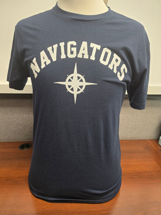 T-shirt Short-sleeve Blue Navigators with Compass Rose in white - Adult S only