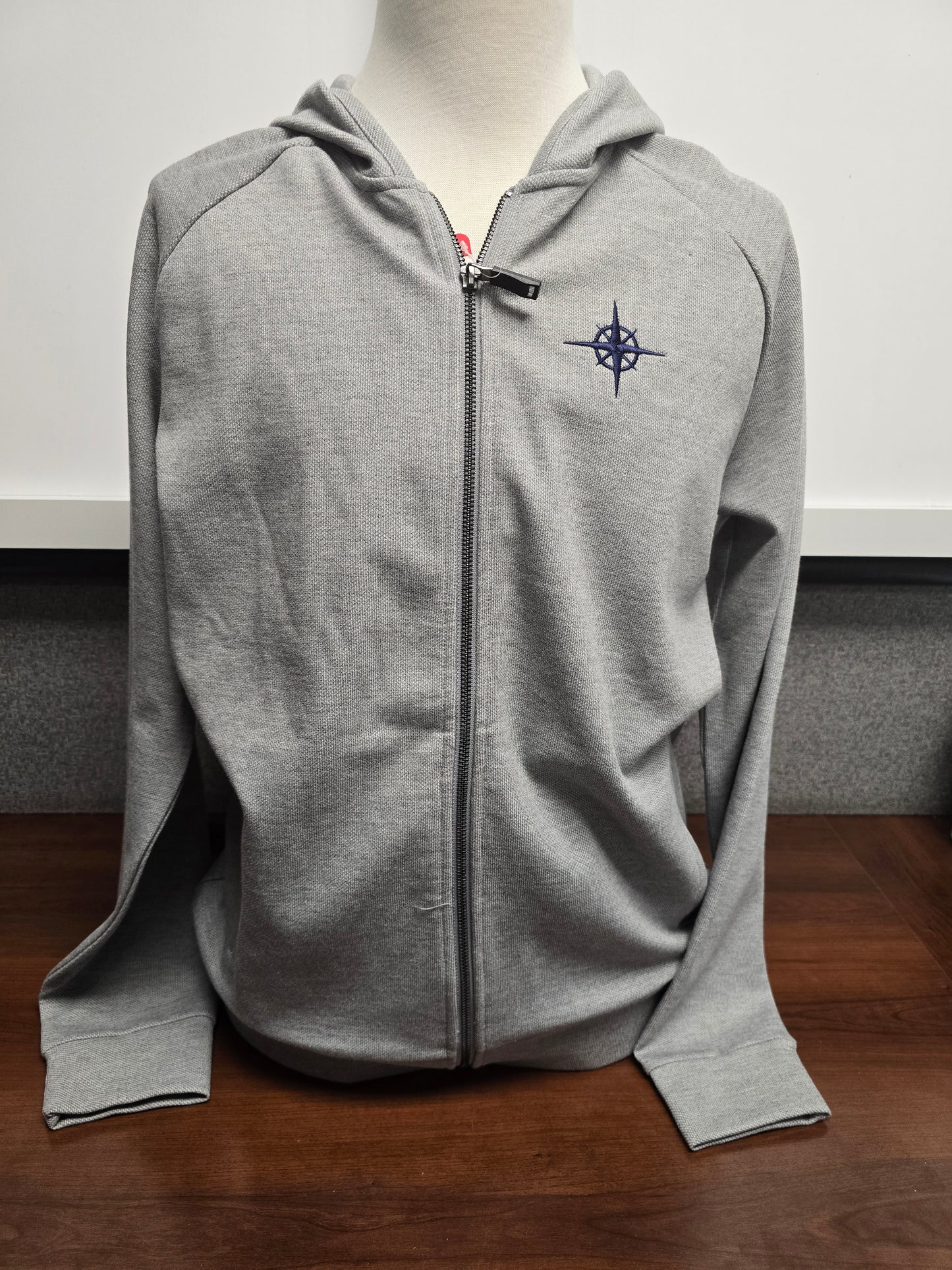 Sweatshirt Hoodie Full Zip Gray Compass - Adult Sizes Only