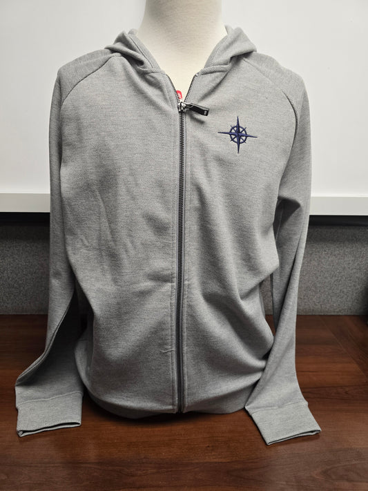 Sweatshirt Hoodie Full Zip Gray Compass - Adult Sizes Only