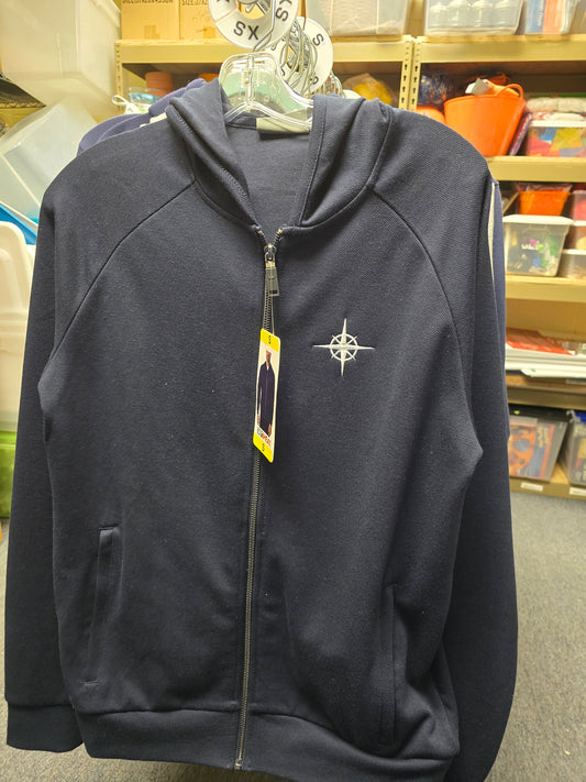 Sweatshirt Hoodie Full Zip Blue Compass