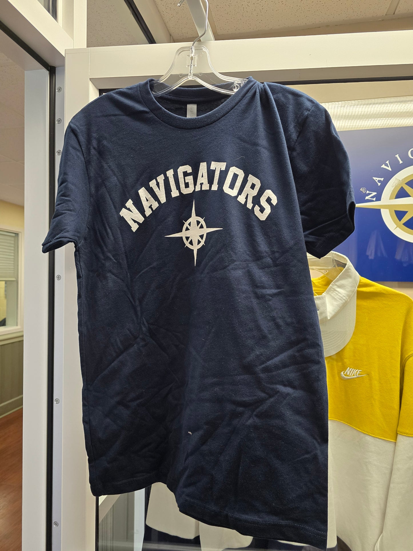 T-shirt Short-sleeve Blue Navigators with Compass Rose in white - Adult S only