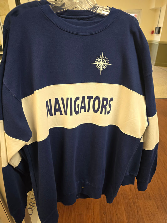 Sweatshirt Blue with White Stripe Navigator plus Compass