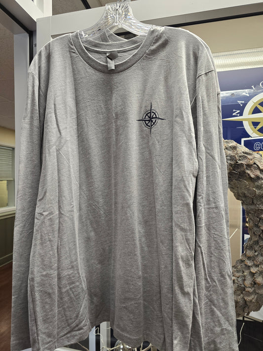 T-shirt Long-sleeve Gray Compass/ #Navigatorlife only adult XL