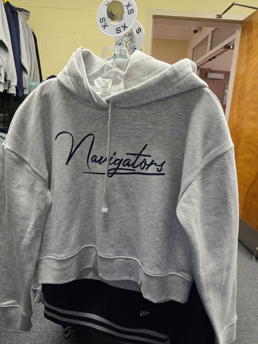 Sweatshirt Hoodie Cropped Gray Cursive Navigators