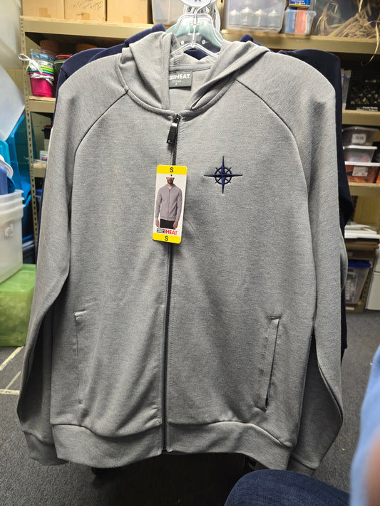 Sweatshirt Hoodie Full Zip Gray Compass