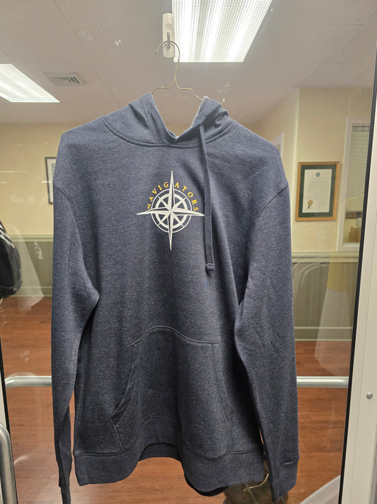 Sweatshirt Hoodie Lightweight Blue Heathered Navigator Compass