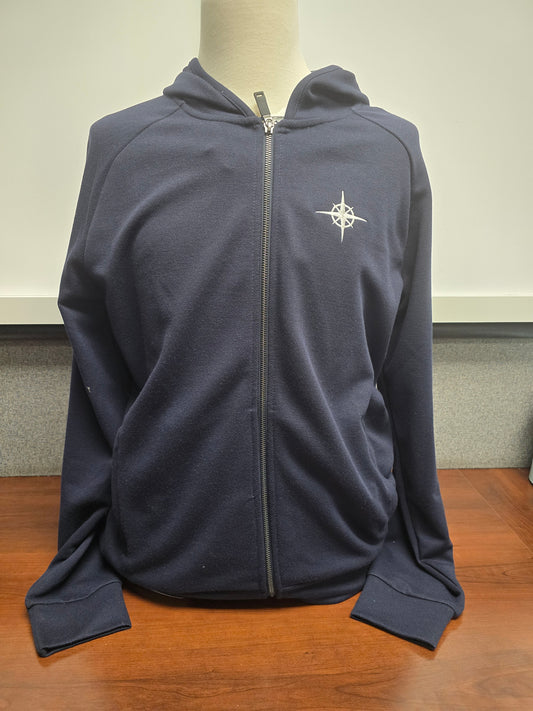 Sweatshirt Hoodie Full Zip Blue Compass - Adult Sizes Only